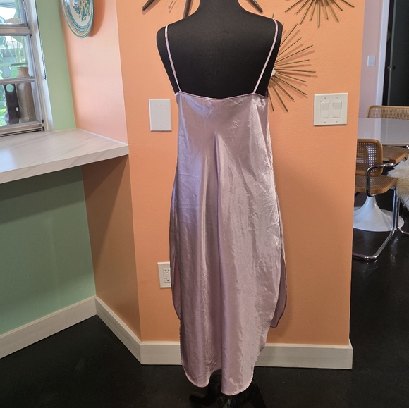 Vintage 90s Slip Dress Purple Satin Chemise Lace Grunge Babydoll Aesthetic - Picture 3 of 14